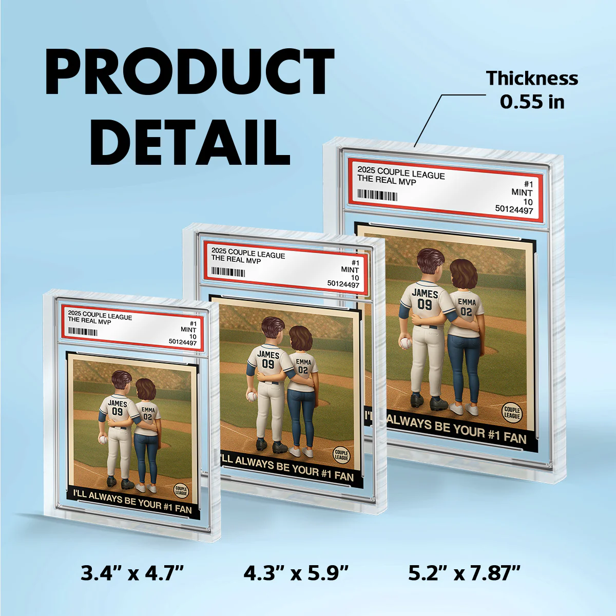 Always Your Biggest Fan Baseball Couple Trading Card Style Personalized Acrylic Block Plaque - Image 5
