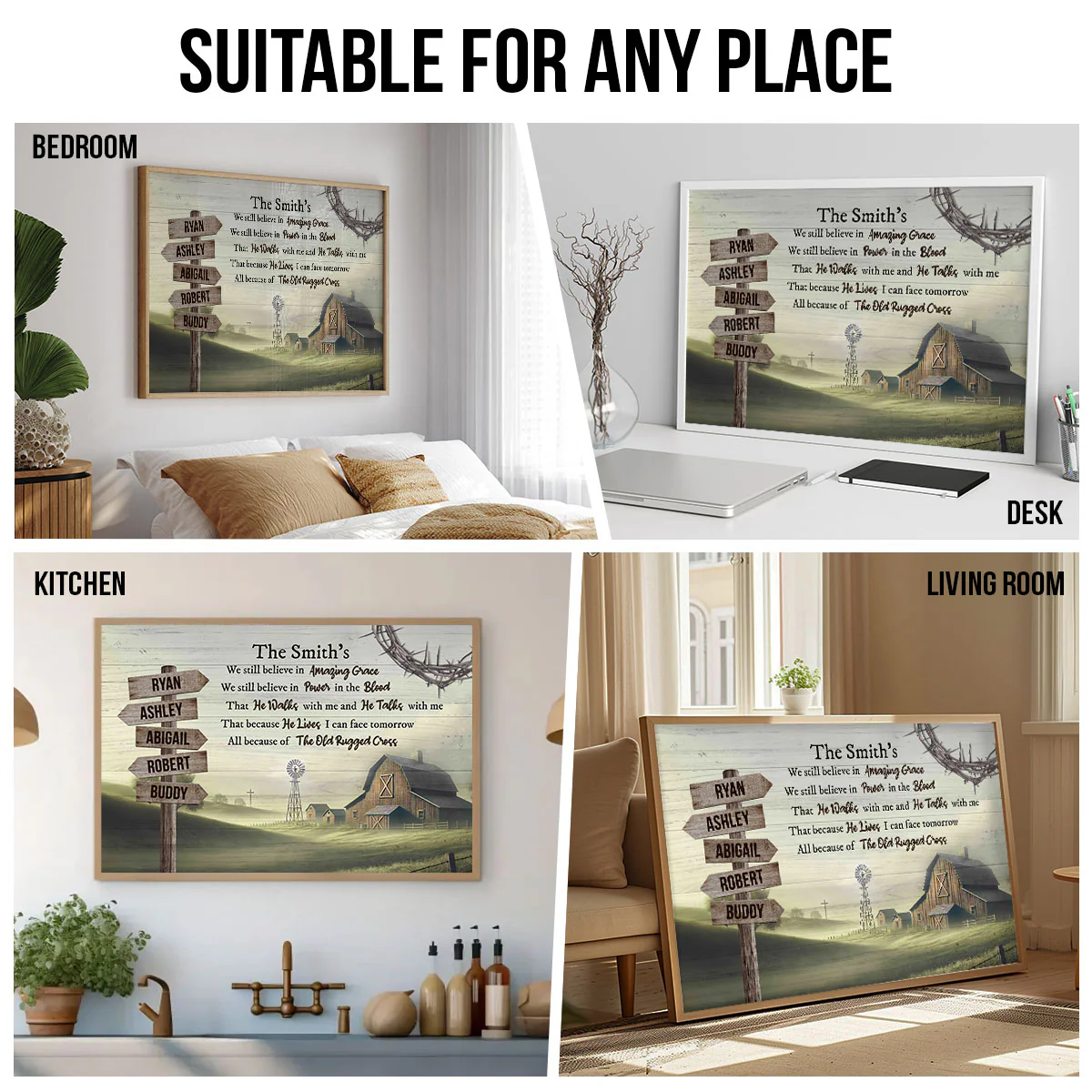 Amazing Grace Farmhouse Wooden Road Sign Premium Poster, Perfect Family Personalized House, Kitchen, Living Room Decoration - Image 7