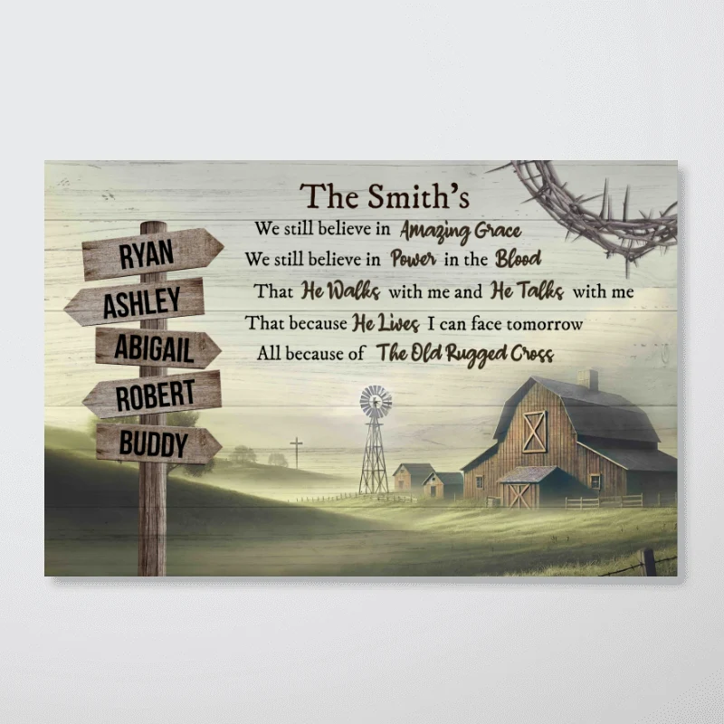 Amazing Grace Farmhouse Wooden Road Sign Premium Poster, Perfect Family Personalized House, Kitchen, Living Room Decoration - Image 8