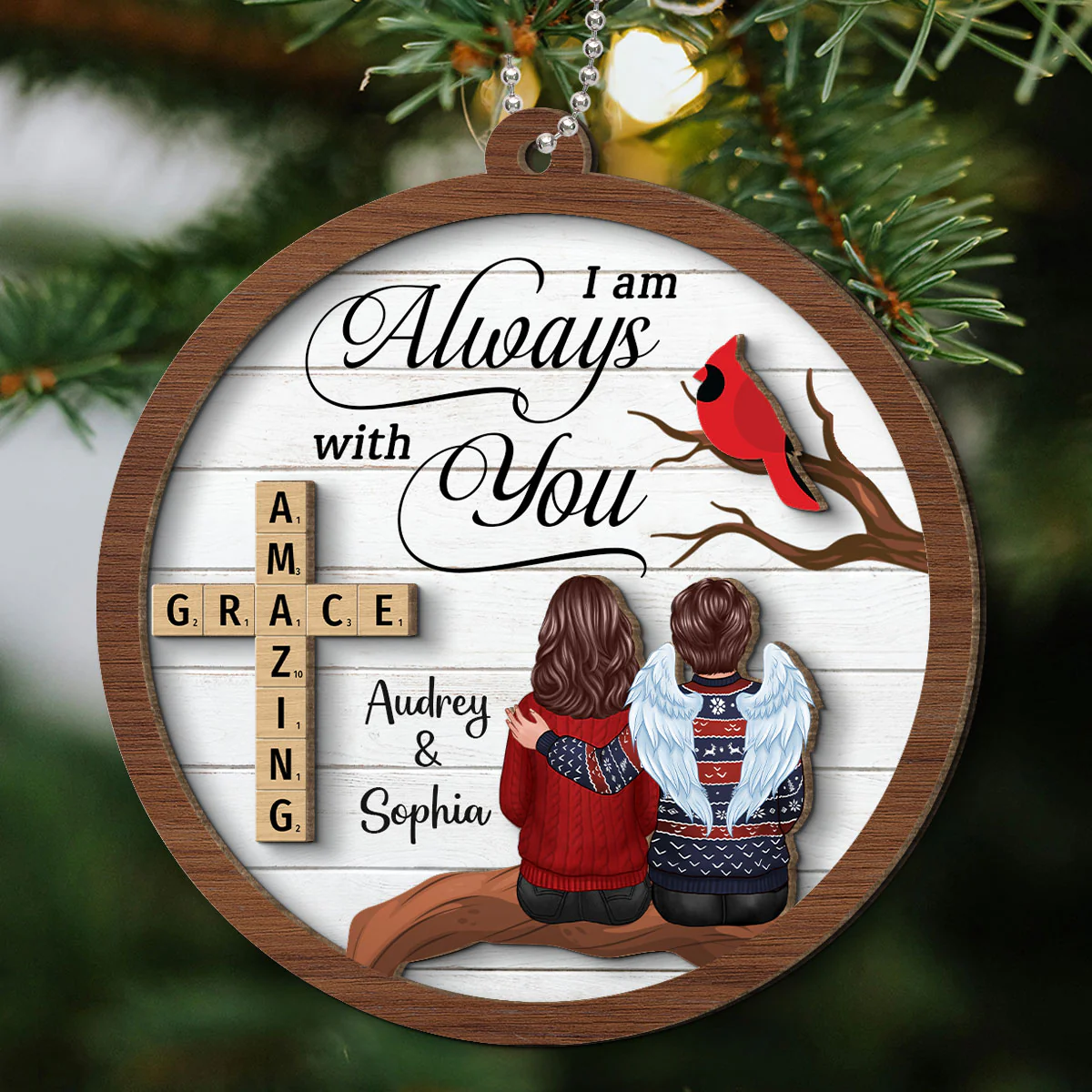 Amazing Grace Wooden Blocks Family Memorial Personalized 2-Layer Wooden Ornament, Christmas Decoration, Sympathy Gift, Remembrance Gift - Image 6