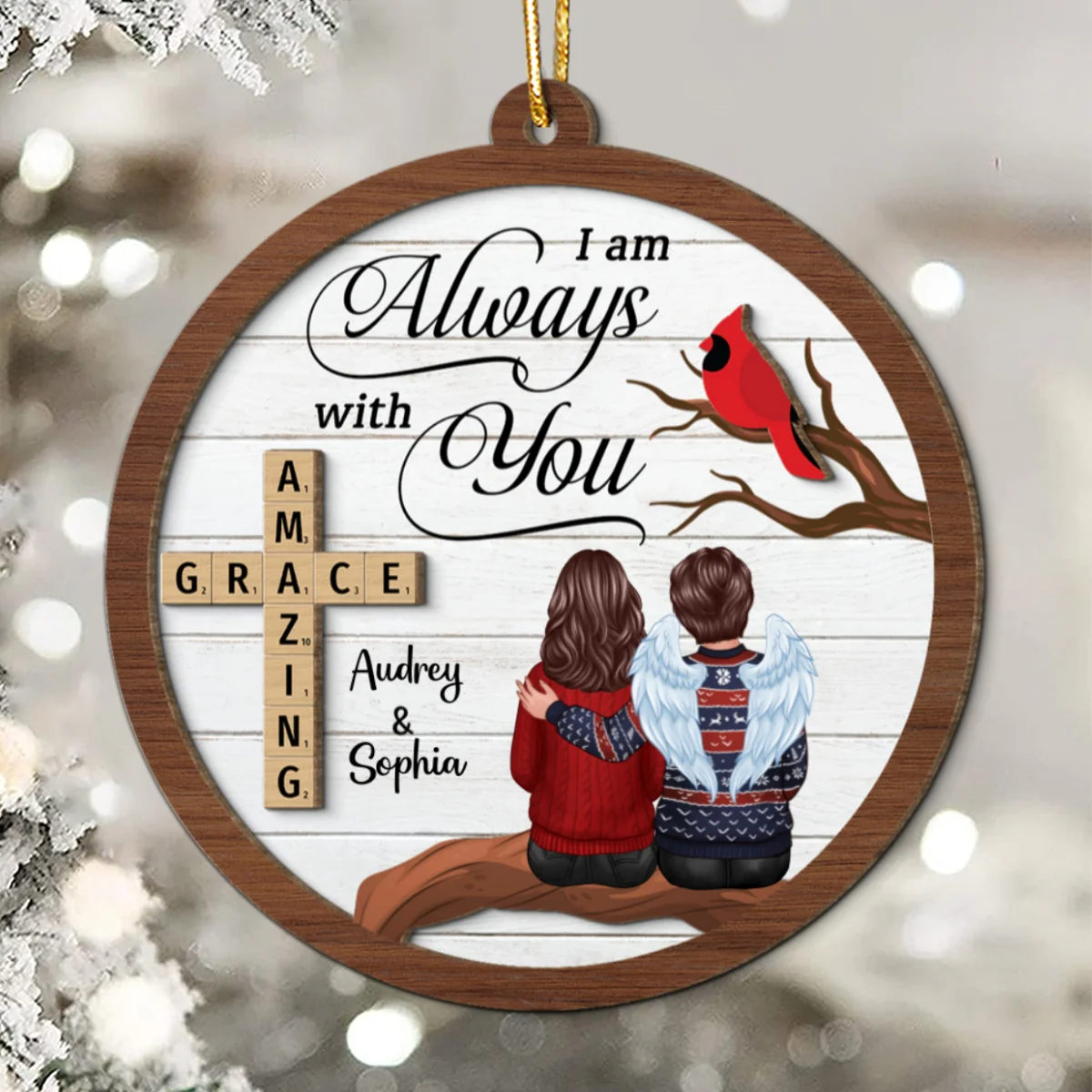 Amazing Grace Wooden Blocks Family Memorial Personalized 2-Layer Wooden Ornament, Christmas Decoration, Sympathy Gift, Remembrance Gift - Image 9