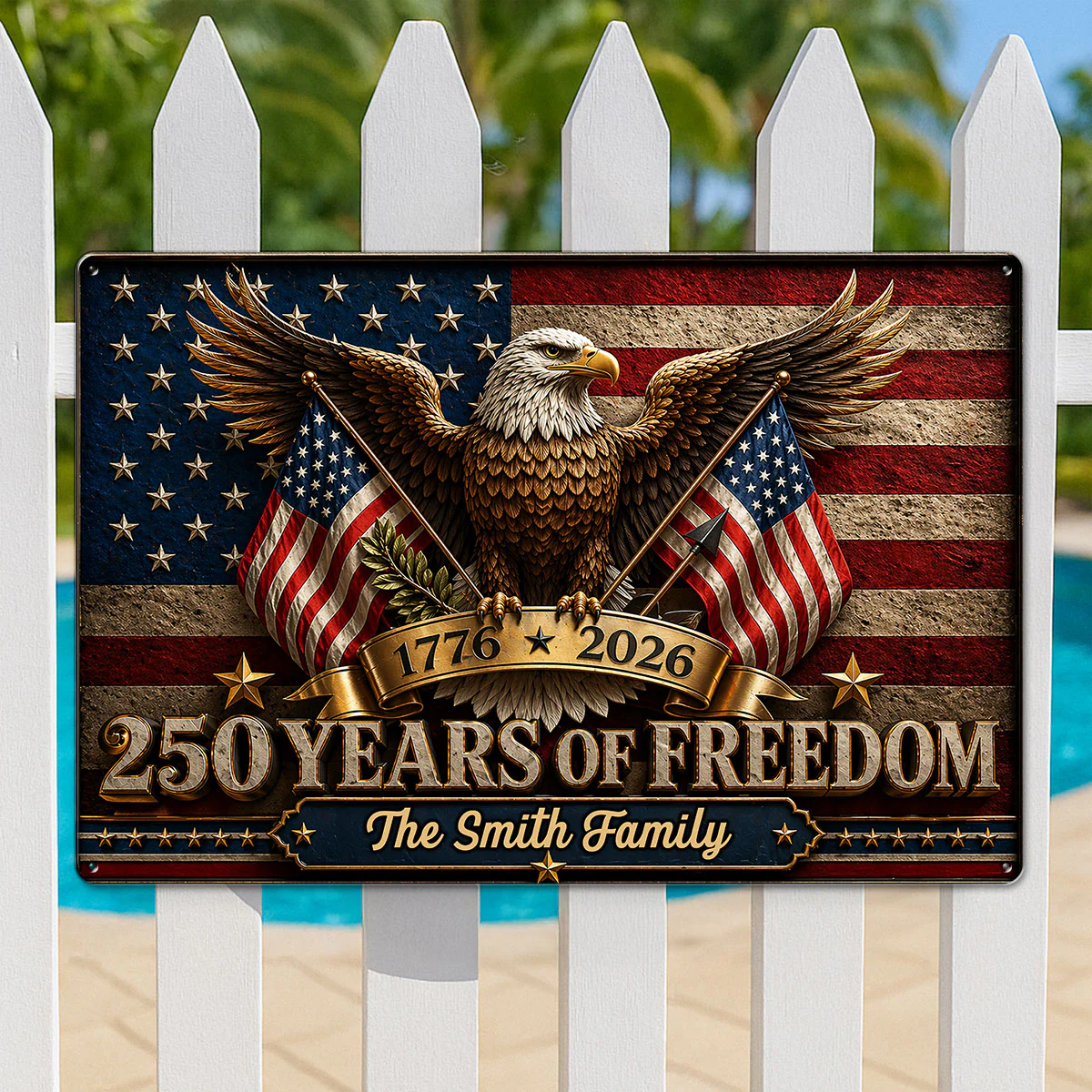 America 250th Anniversary Eagle - Personalized Metal Sign - 250th Anniversary America Patriotic, Family Decoration - Image 6