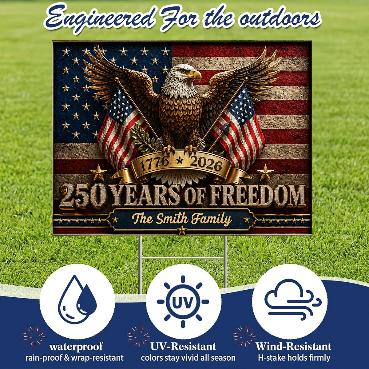 America 250th Anniversary Eagle - Personalized Yard Sign - 250th Anniversary America Patriotic, Family Decoration - Image 5