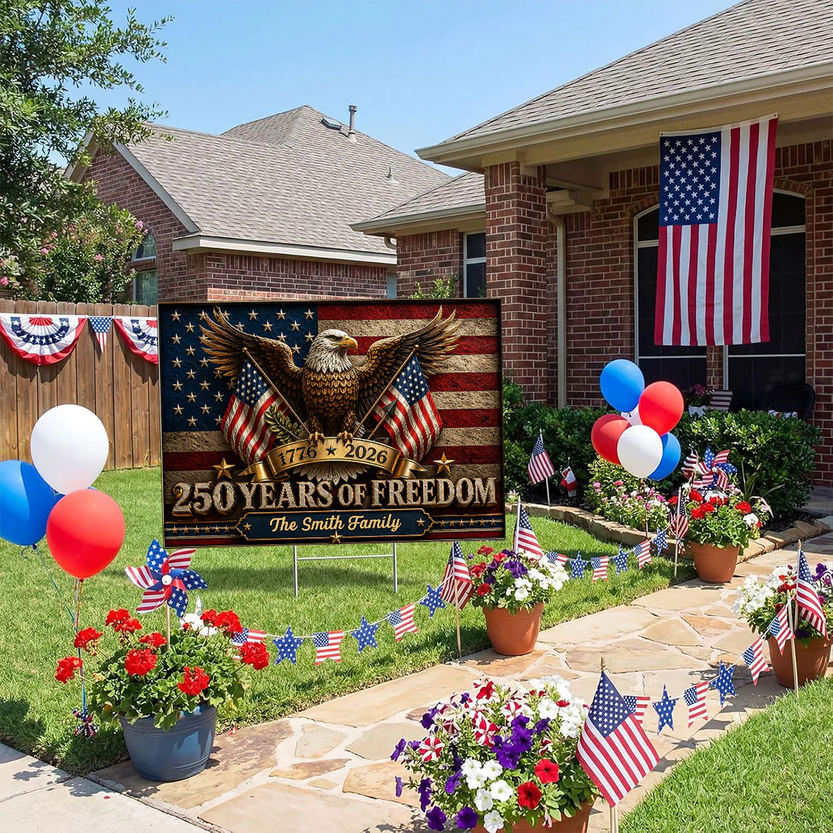 America 250th Anniversary Eagle - Personalized Yard Sign - 250th Anniversary America Patriotic, Family Decoration - Image 8