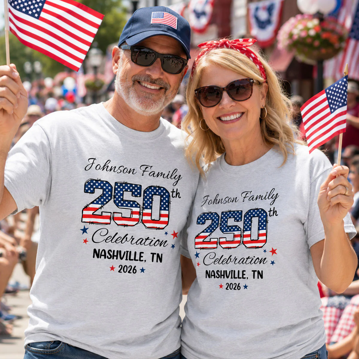 America 250th Anniversary 250 Years Of Freedom 1776 - 2026 - Personalized Shirt - Family Matching Shirt, Patriotic Crew Shirt