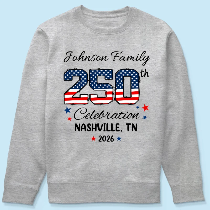 America 250th Anniversary 250 Years Of Freedom 1776 - 2026 - Personalized Shirt - Family Matching Shirt, Patriotic Crew Shirt - Image 16