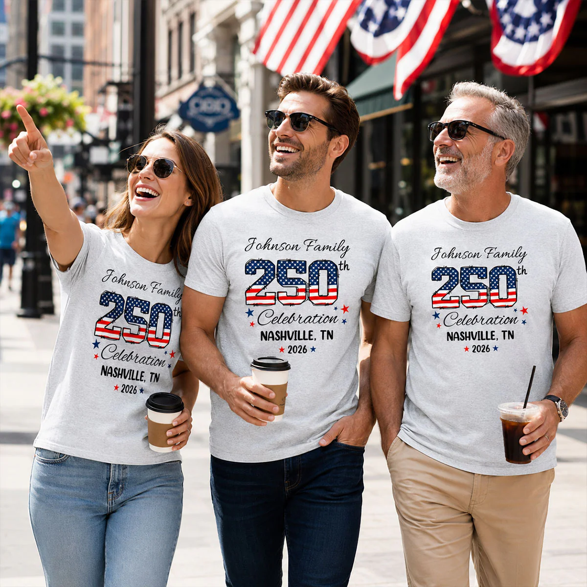 America 250th Anniversary 250 Years Of Freedom 1776 - 2026 - Personalized Shirt - Family Matching Shirt, Patriotic Crew Shirt - Image 5