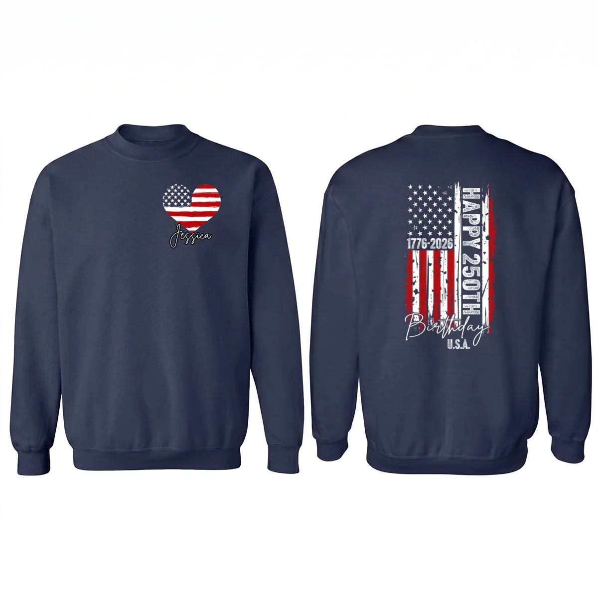 America 250th Anniversary USA Birthday 1776 - 2026 - Personalized Double-Sided Shirt - Family Matching Shirt, Patriotic Crew Shirt - Image 10