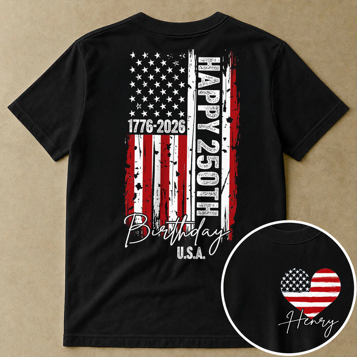 America 250th Anniversary USA Birthday 1776 - 2026 - Personalized Double-Sided Shirt - Family Matching Shirt, Patriotic Crew Shirt - Image 4