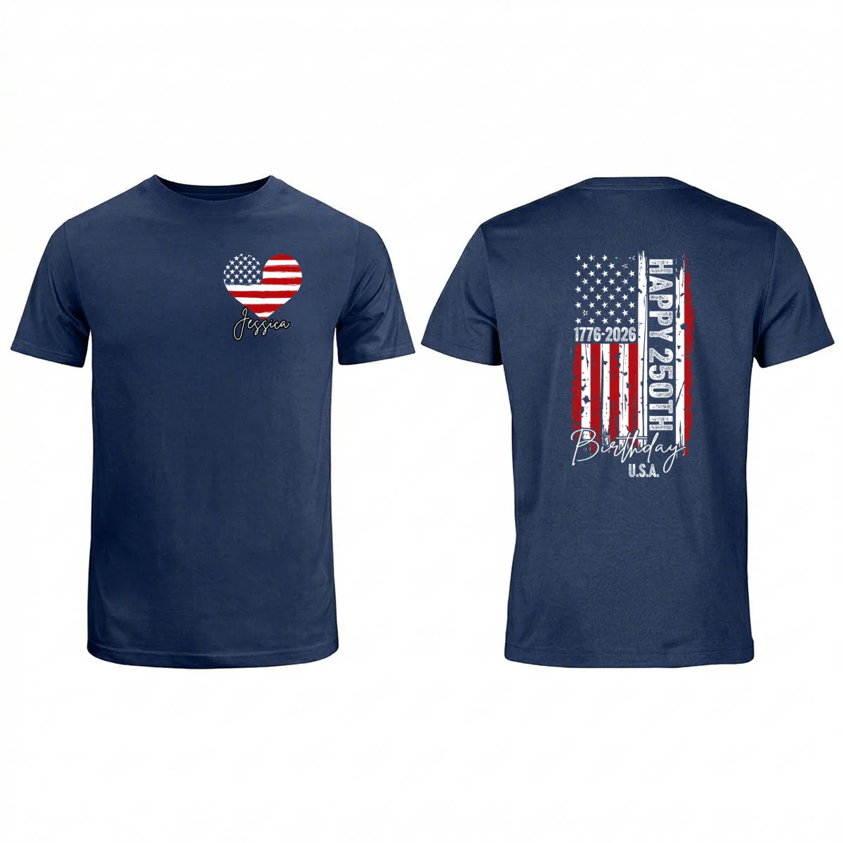 America 250th Anniversary USA Birthday 1776 - 2026 - Personalized Double-Sided Shirt - Family Matching Shirt, Patriotic Crew Shirt - Image 8