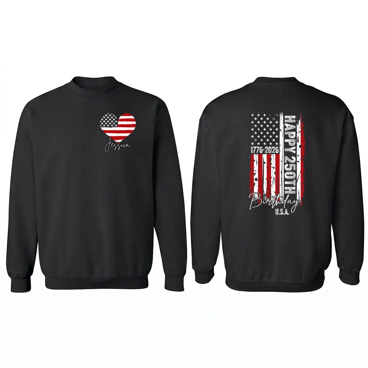 America 250th Anniversary USA Birthday 1776 - 2026 - Personalized Double-Sided Shirt - Family Matching Shirt, Patriotic Crew Shirt - Image 9