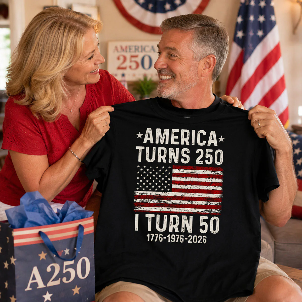 America Turns 250 Personalized Shirt - Birthday Gift for Him, for Her, 250th Anniversary - Image 4