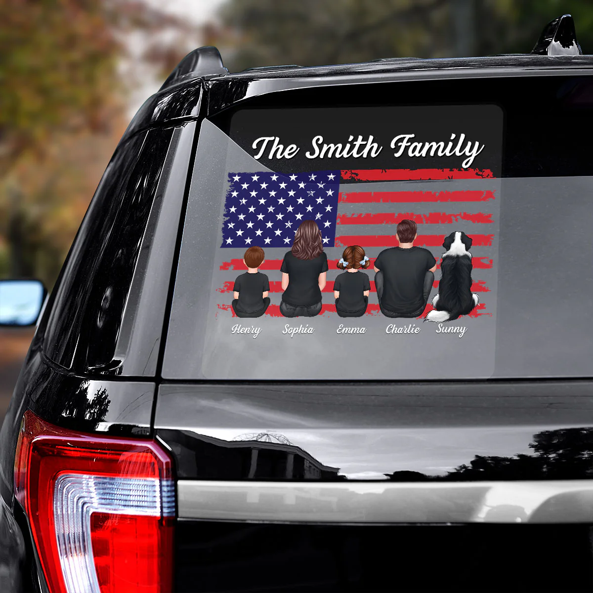 American Family Decor On Car Fridge Window Personalized Decal - Image 2