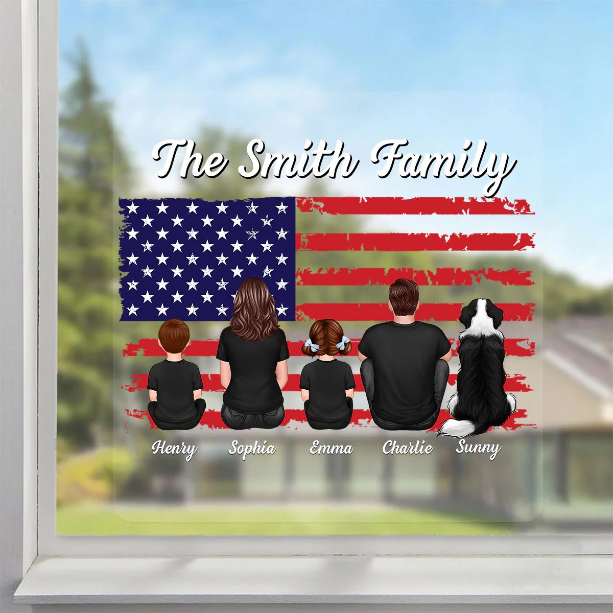 American Family Decor On Car Fridge Window Personalized Decal - Image 4