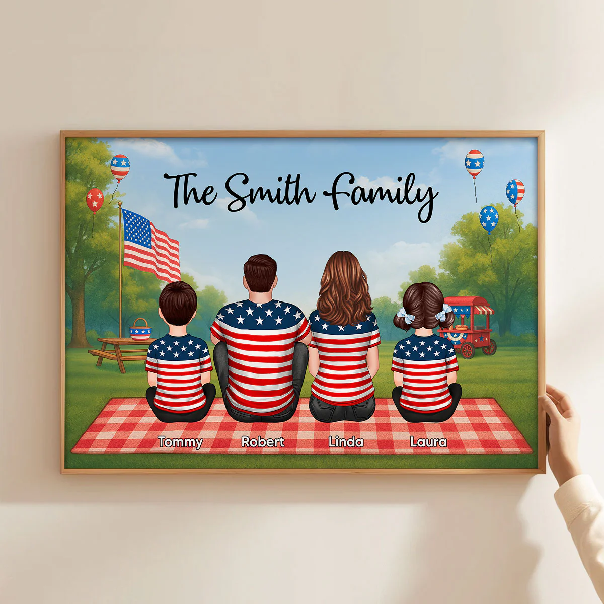 American Family In Park Picnic 4th Of July Personalized Poster - Image 5