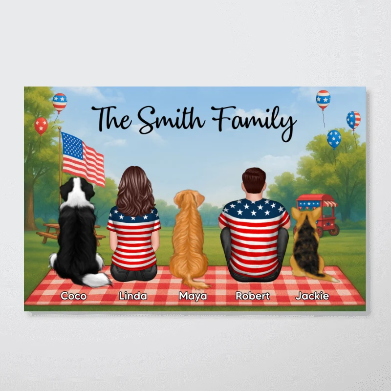 American Family In Park Picnic 4th Of July Personalized Poster - Image 8