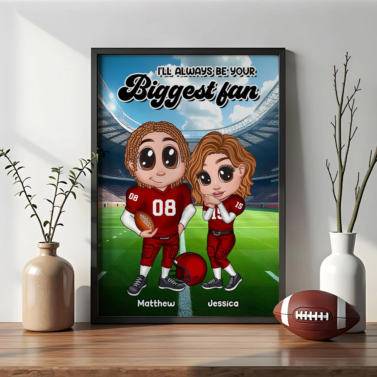 American Football Couple Y2K Style Personalized Poster, Gift For Couples