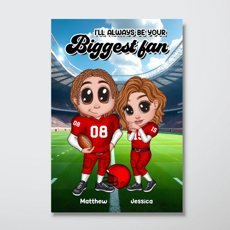 American Football Couple Y2K Style Personalized Poster, Gift For Couples - Image 12
