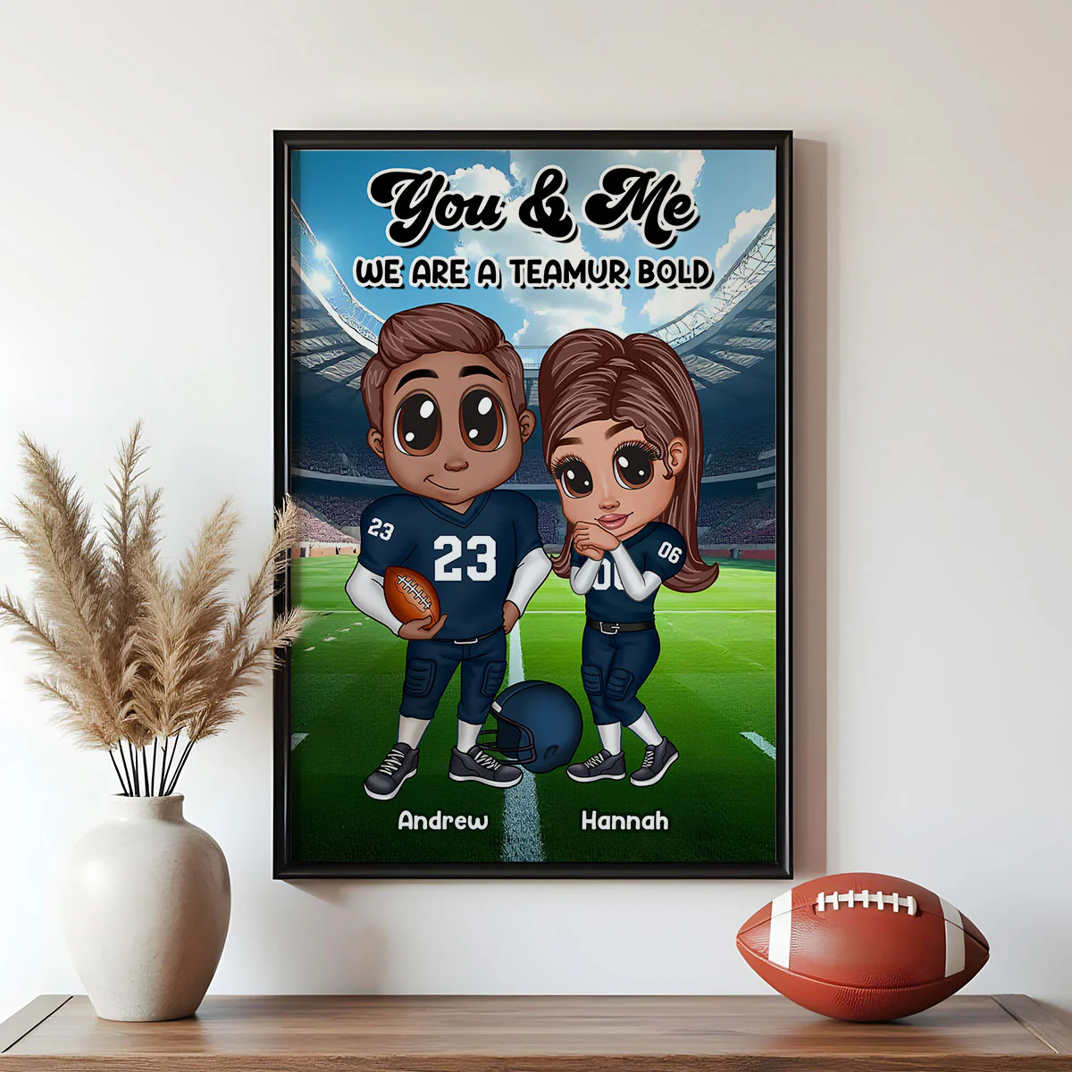 American Football Couple Y2K Style Personalized Poster, Gift For Couples - Image 2