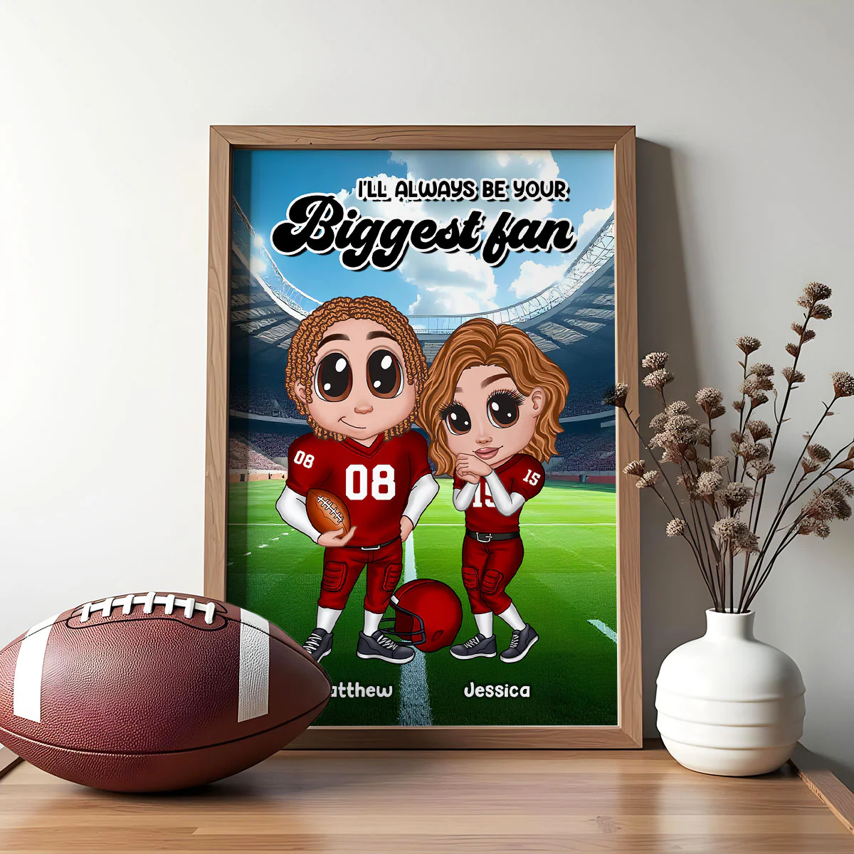American Football Couple Y2K Style Personalized Poster, Gift For Couples - Image 3