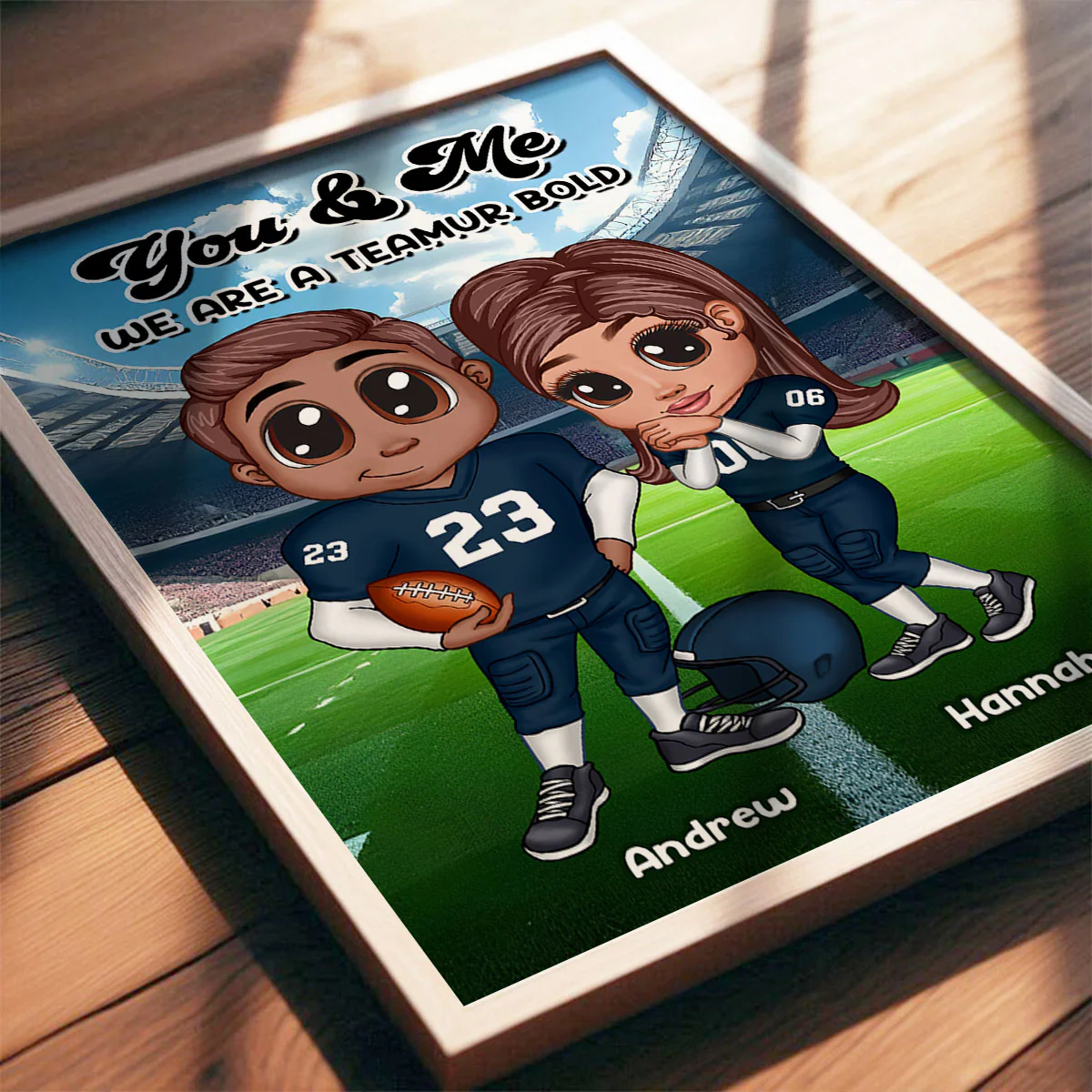 American Football Couple Y2K Style Personalized Poster, Gift For Couples - Image 4