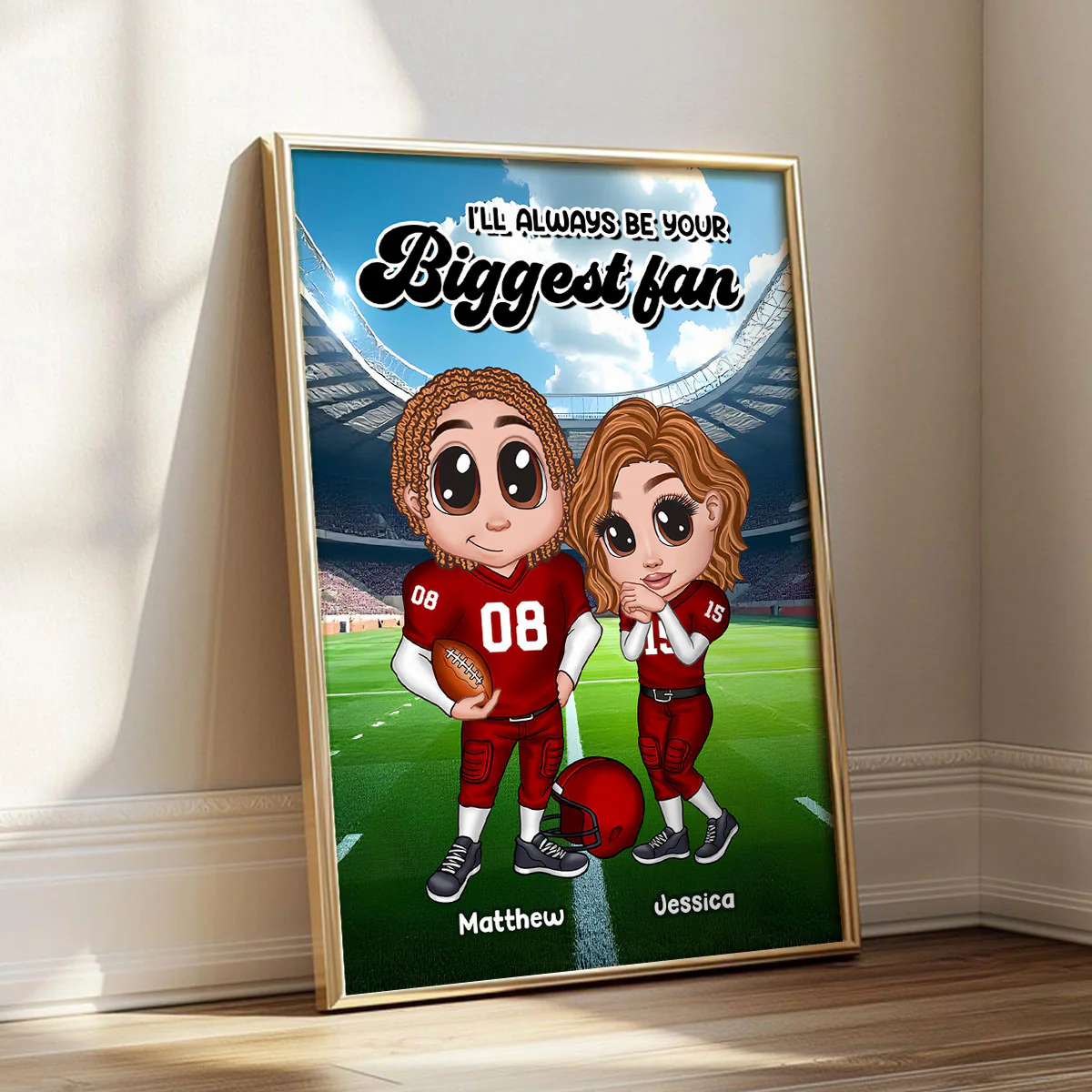 American Football Couple Y2K Style Personalized Poster, Gift For Couples - Image 5