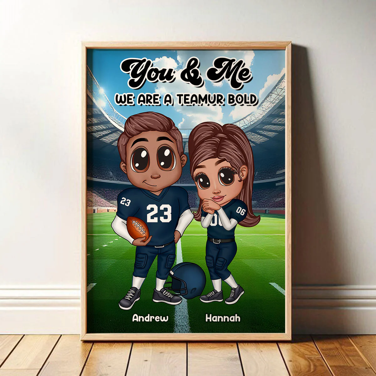 American Football Couple Y2K Style Personalized Poster, Gift For Couples - Image 6