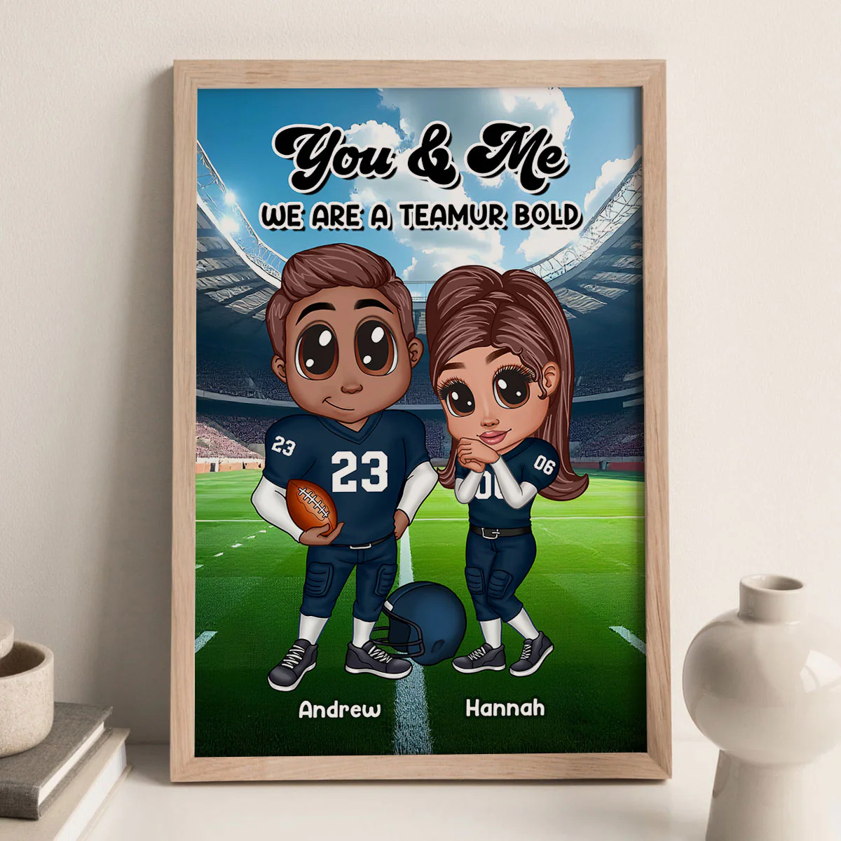 American Football Couple Y2K Style Personalized Poster, Gift For Couples - Image 8