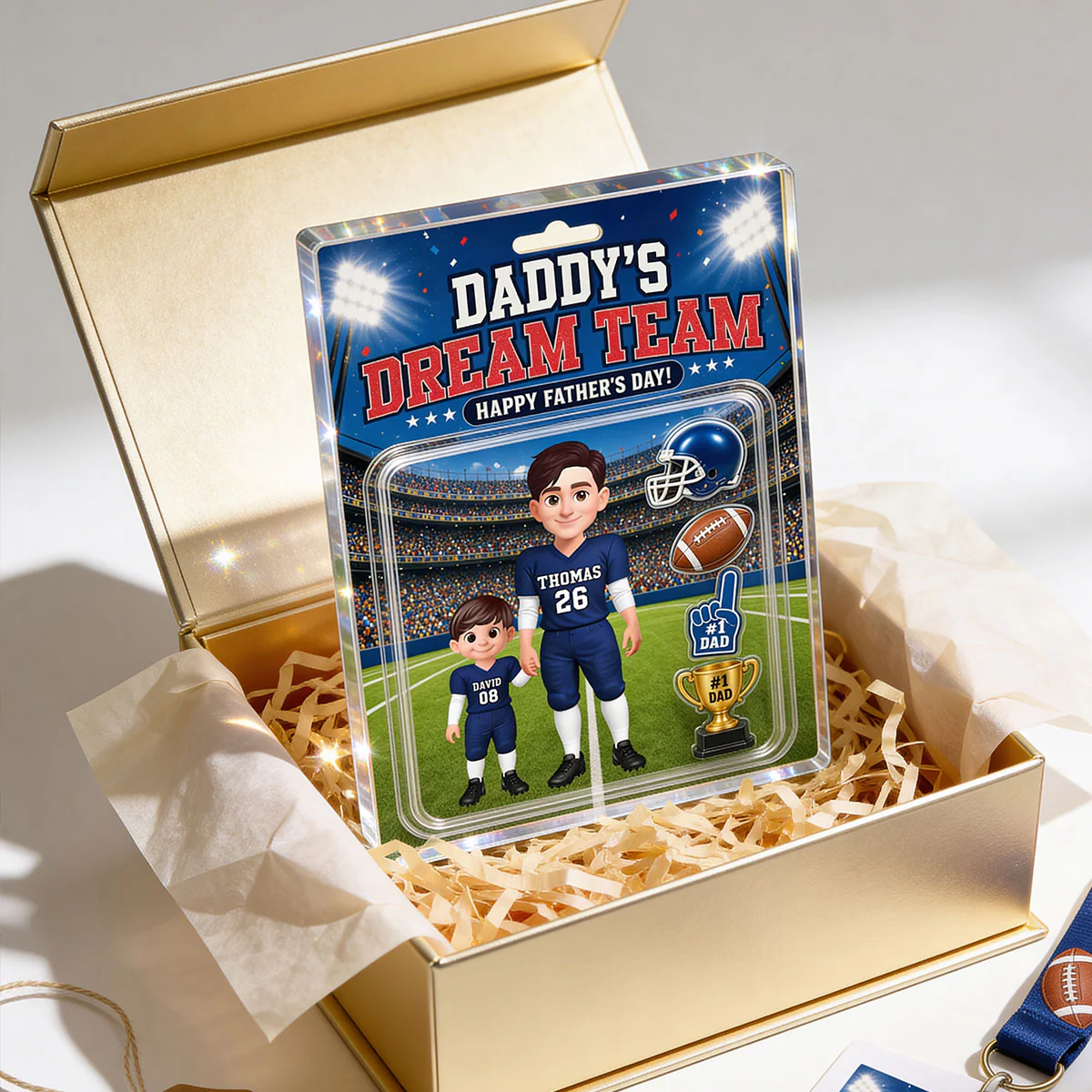 American Football Dad Daddy's Dream Team - Personalized Acrylic Block Plaque - Gift For Football Dad, Husband - Image 10