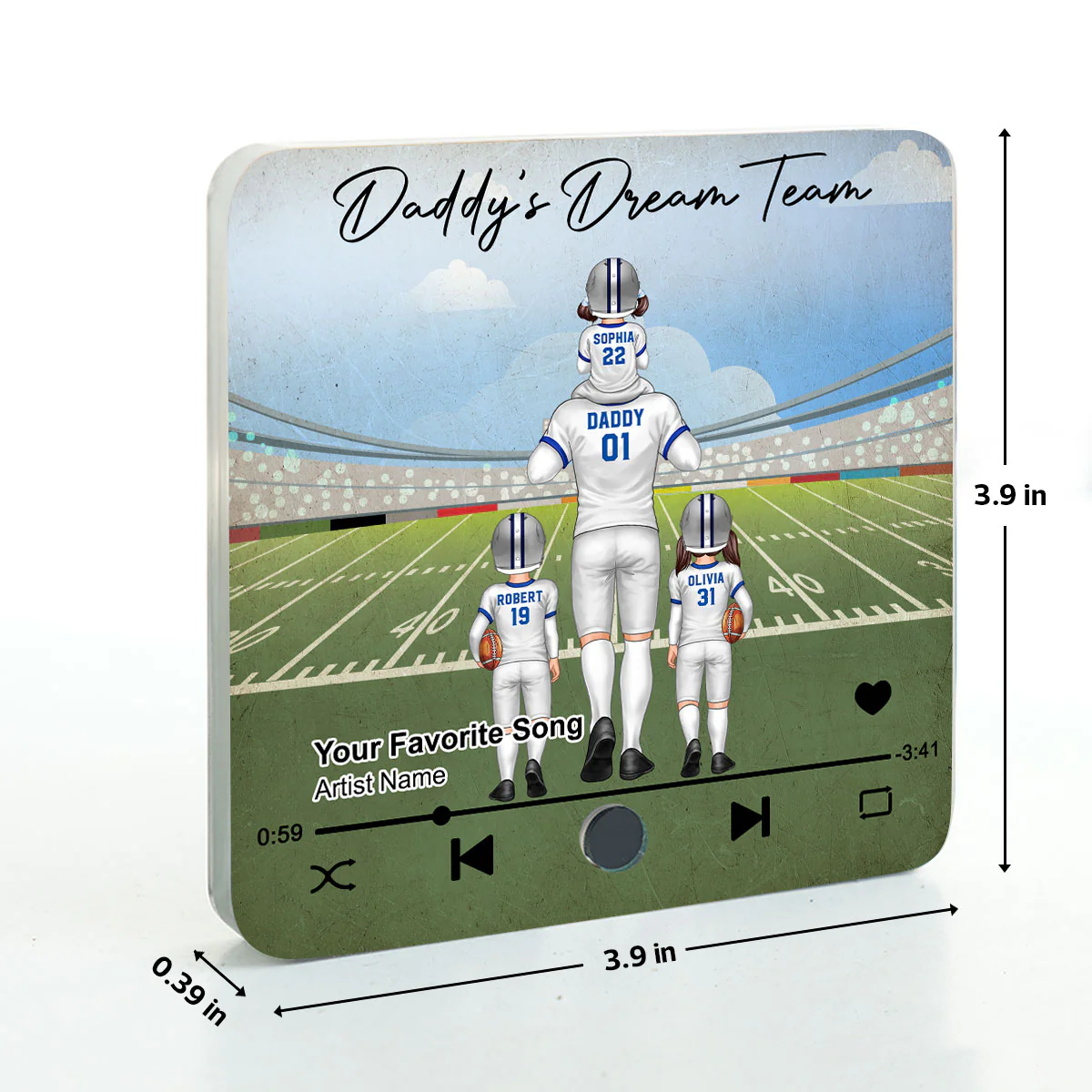 American Football Dad Dream Team Personalized Music Fridge Magnet, Birthday Father's Day Gift For Dad, For Grandpa, For Husband - Image 8
