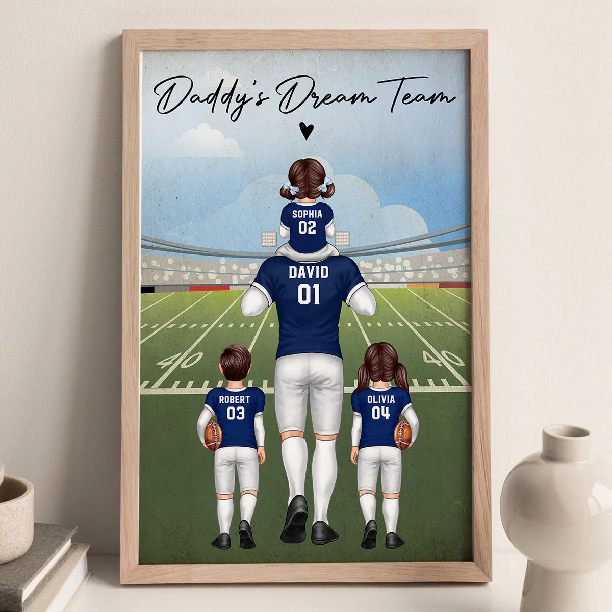 American Football Dad Dream Team Personalized Poster, Coolest Father's Day Gift For Dad, For Grandpa, For Husband - Image 2