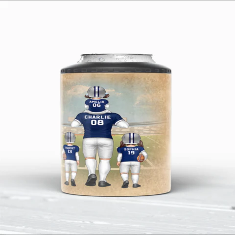 American Football Dad Fan Dear Dad Personalized 4 In 1 Can Cooler - Image 2