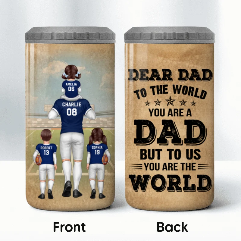 American Football Dad Fan Dear Dad Personalized 4 In 1 Can Cooler - Image 9