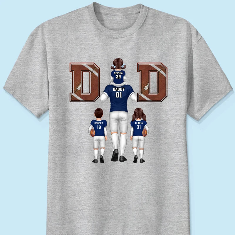 American Football Dad Fan Piggy Back Personalized Shirt, Unique 2025 Father's Day Gift For Dad, For Grandpa, For Husband - Image 7