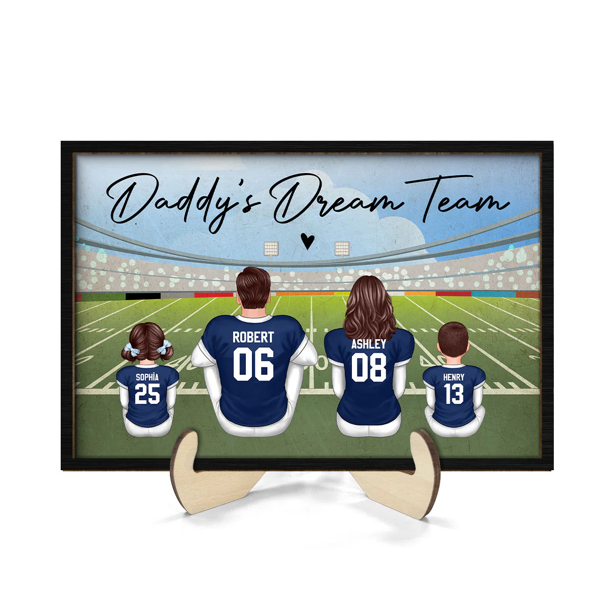 American Football Dad Team Family Personalized 2-Layer Wooden Plaque