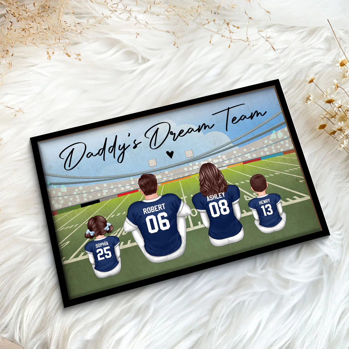 American Football Dad Team Family Personalized 2-Layer Wooden Plaque - Image 5