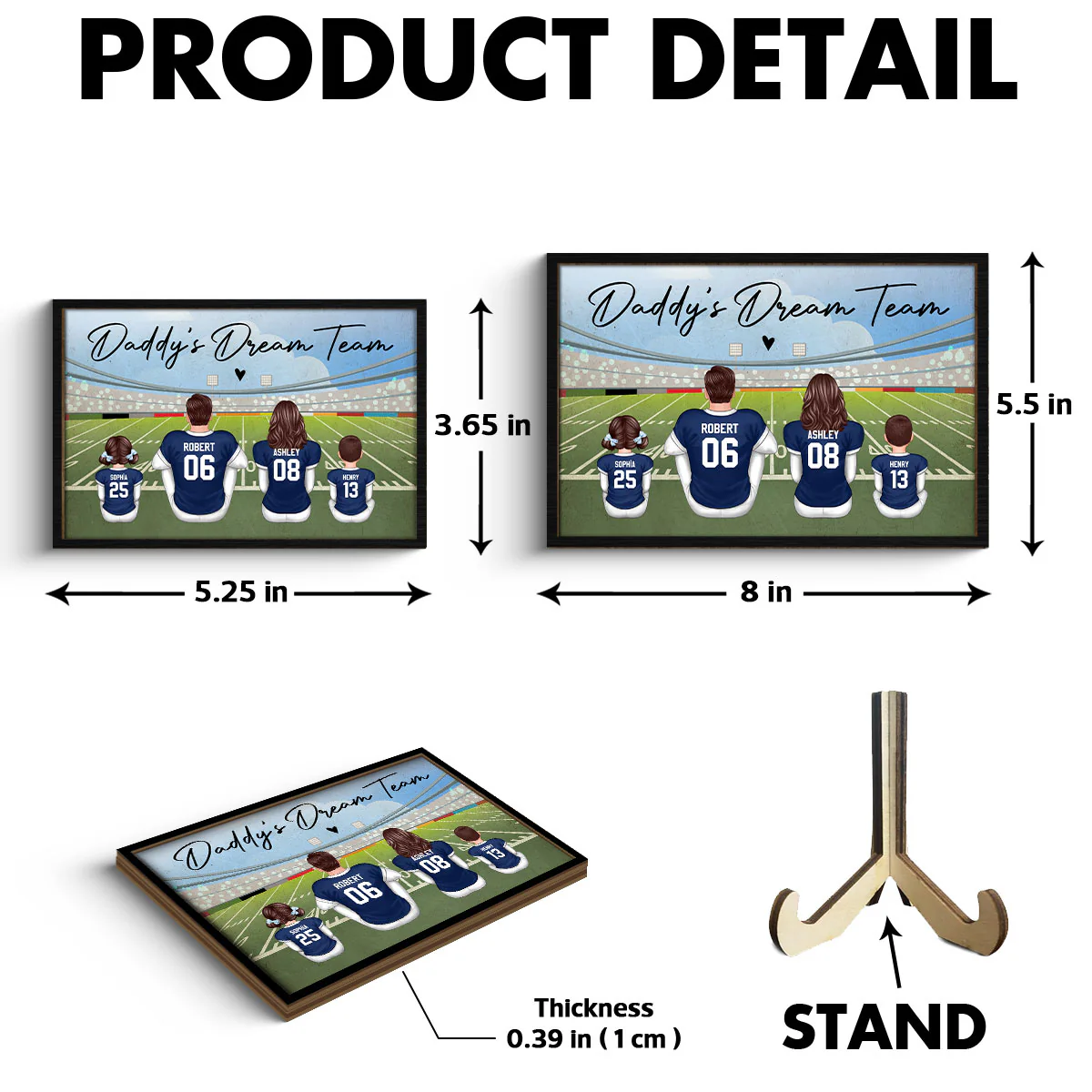 American Football Dad Team Family Personalized 2-Layer Wooden Plaque - Image 6