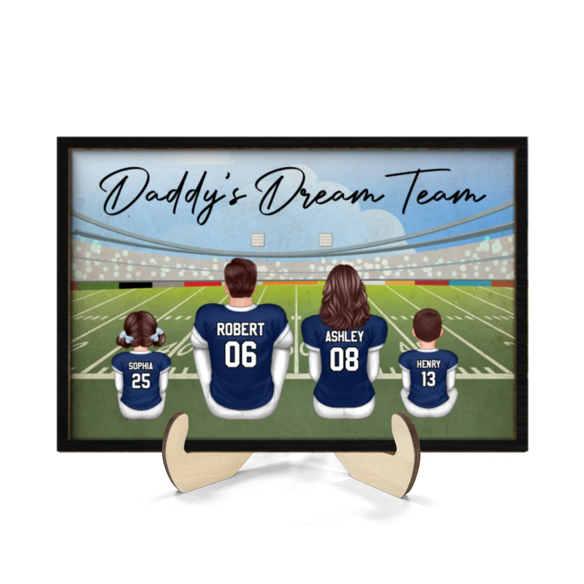 American Football Dad Team Family Personalized 2-Layer Wooden Plaque - Image 8