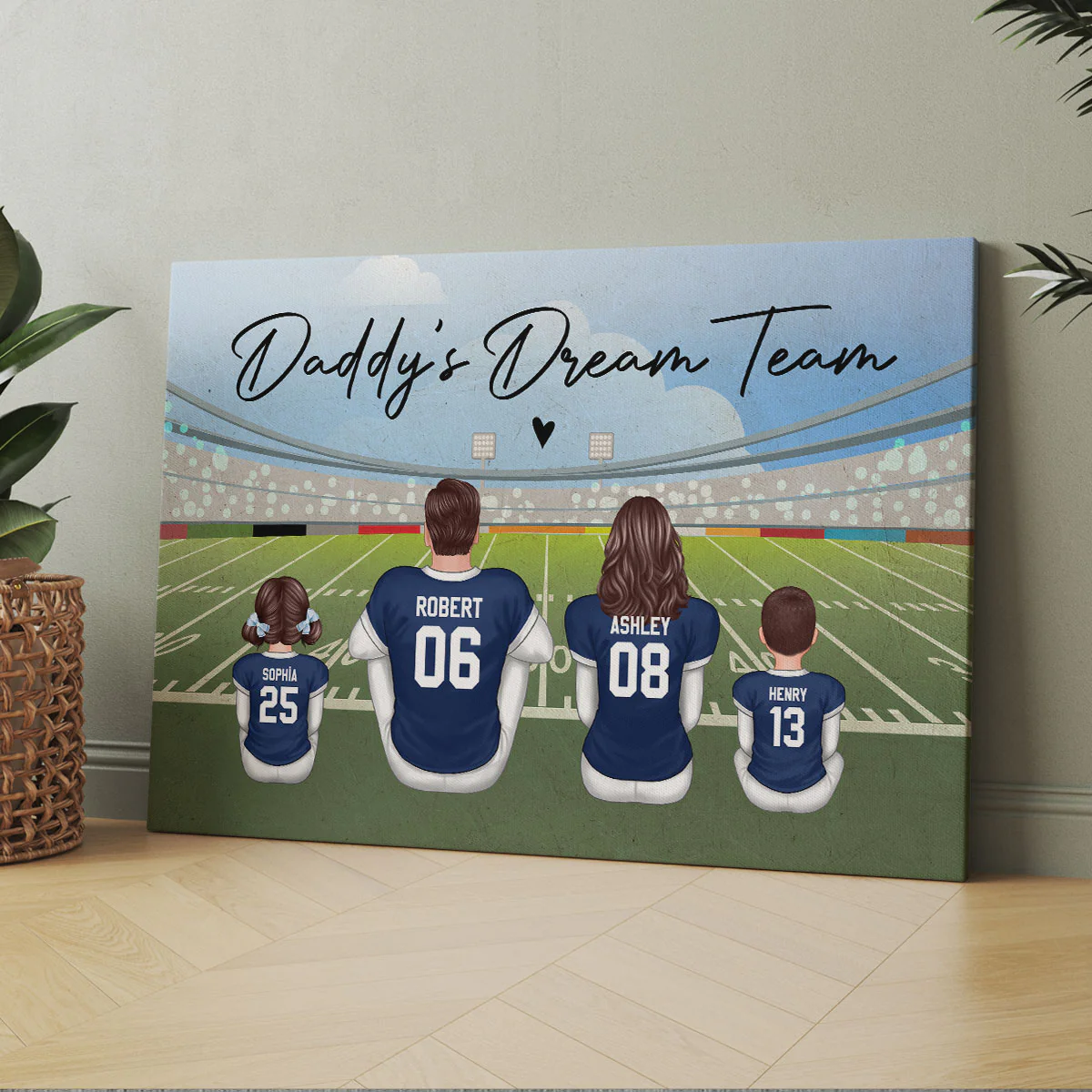 American Football Dad Team Family Personalized Canvas - Image 3