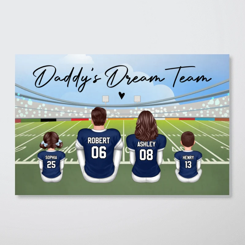 American Football DAD GRANDPA Dream Team Personalized Poster, Unique 2025 Father's Day Gift For Dad, For Grandpa, For Husband - Image 10