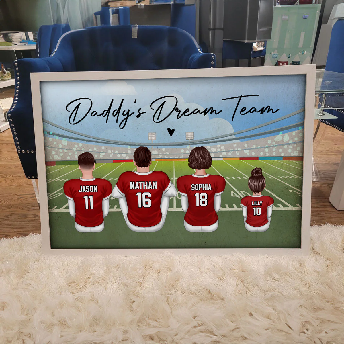 American Football GRANDPA DAD Dream Team Personalized Poster, Coolest Gift For Dad, For Grandpa, For Husband - Image 5