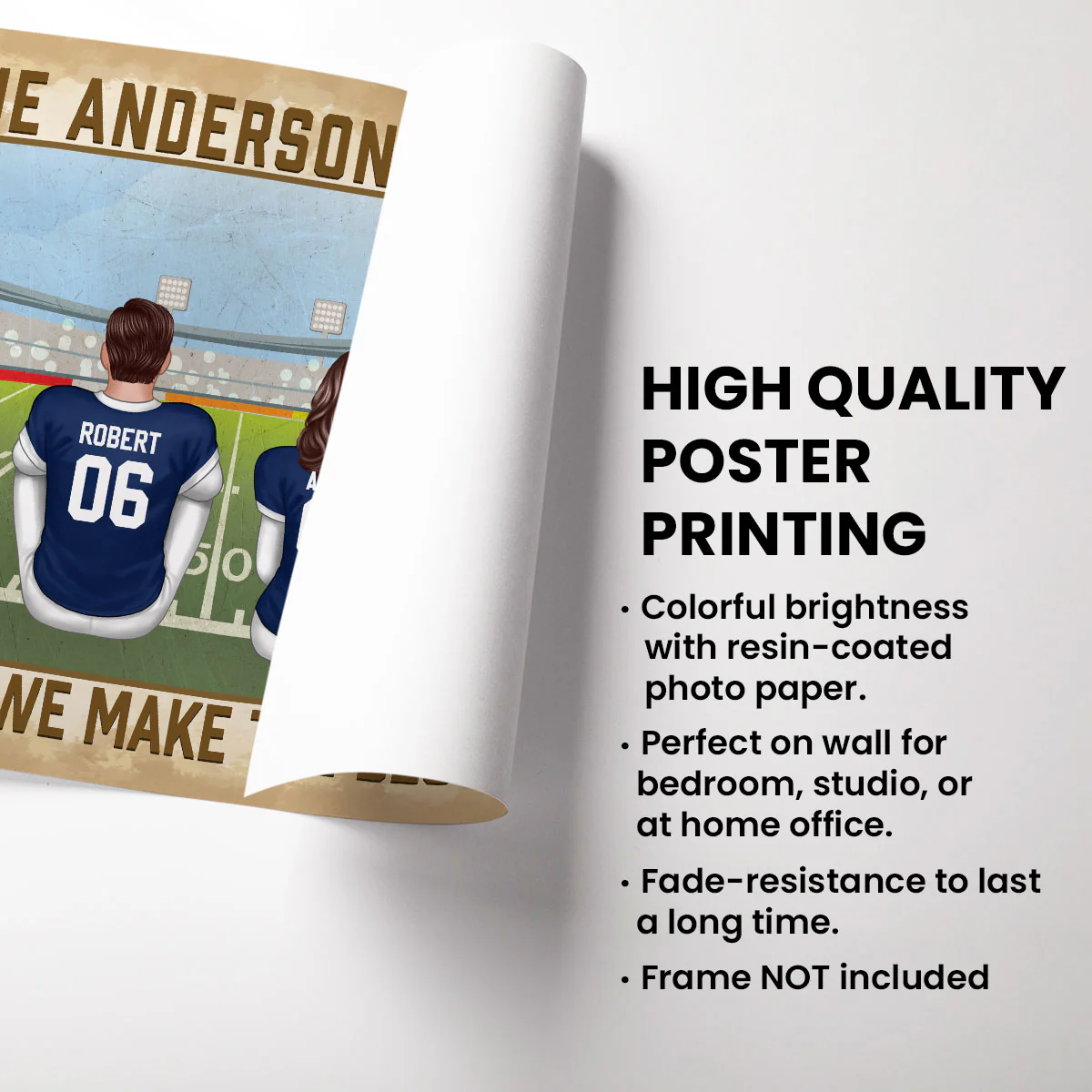 American Football Family Together We Make The Best Team Personalized Poster, Gift For Dad, For Grandpa, For Husband - Image 3