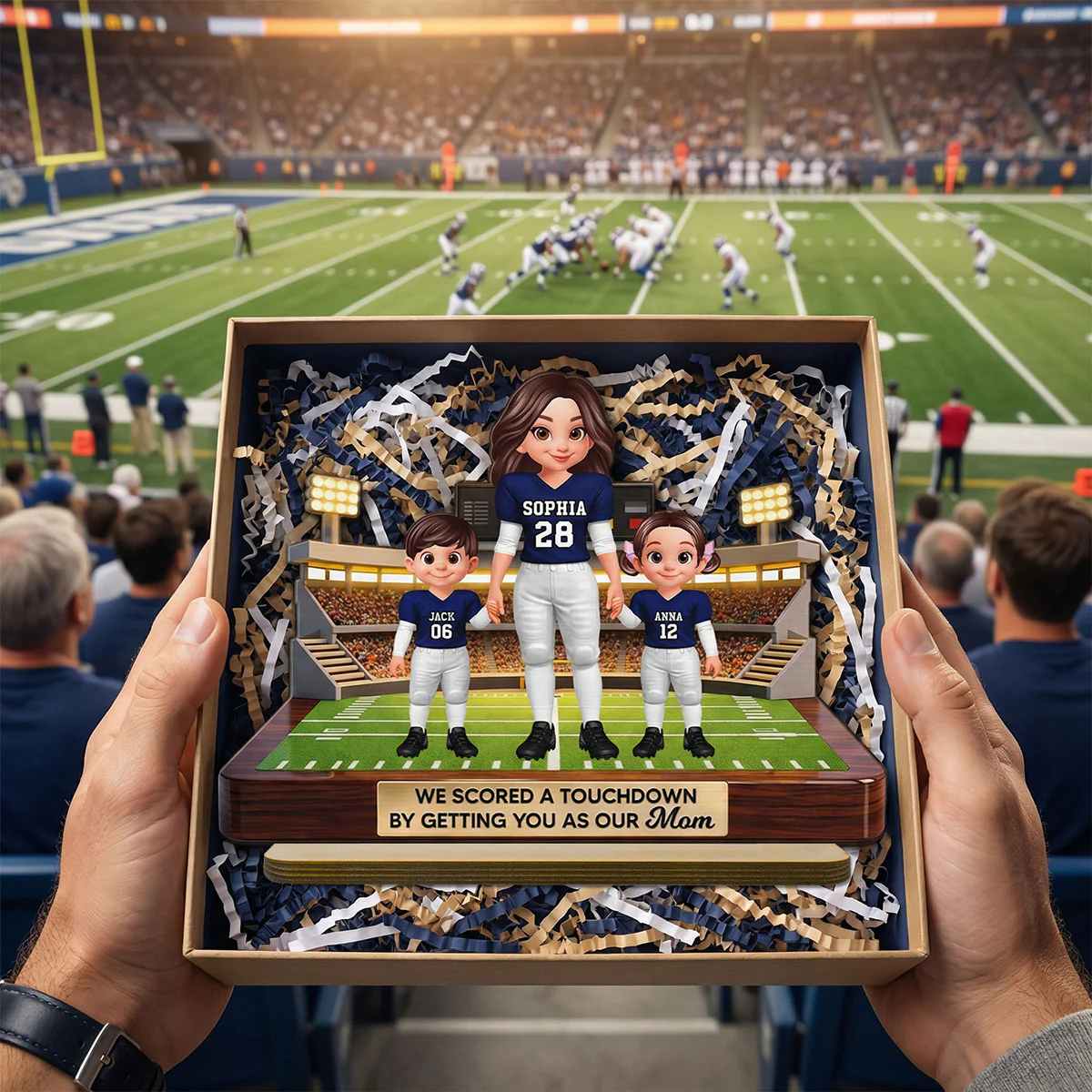 American Football Mom We Scored A Touchdown - Personalized 2-Layered Wooden Plaque - Mother's Day Gift For Mom - Image 10