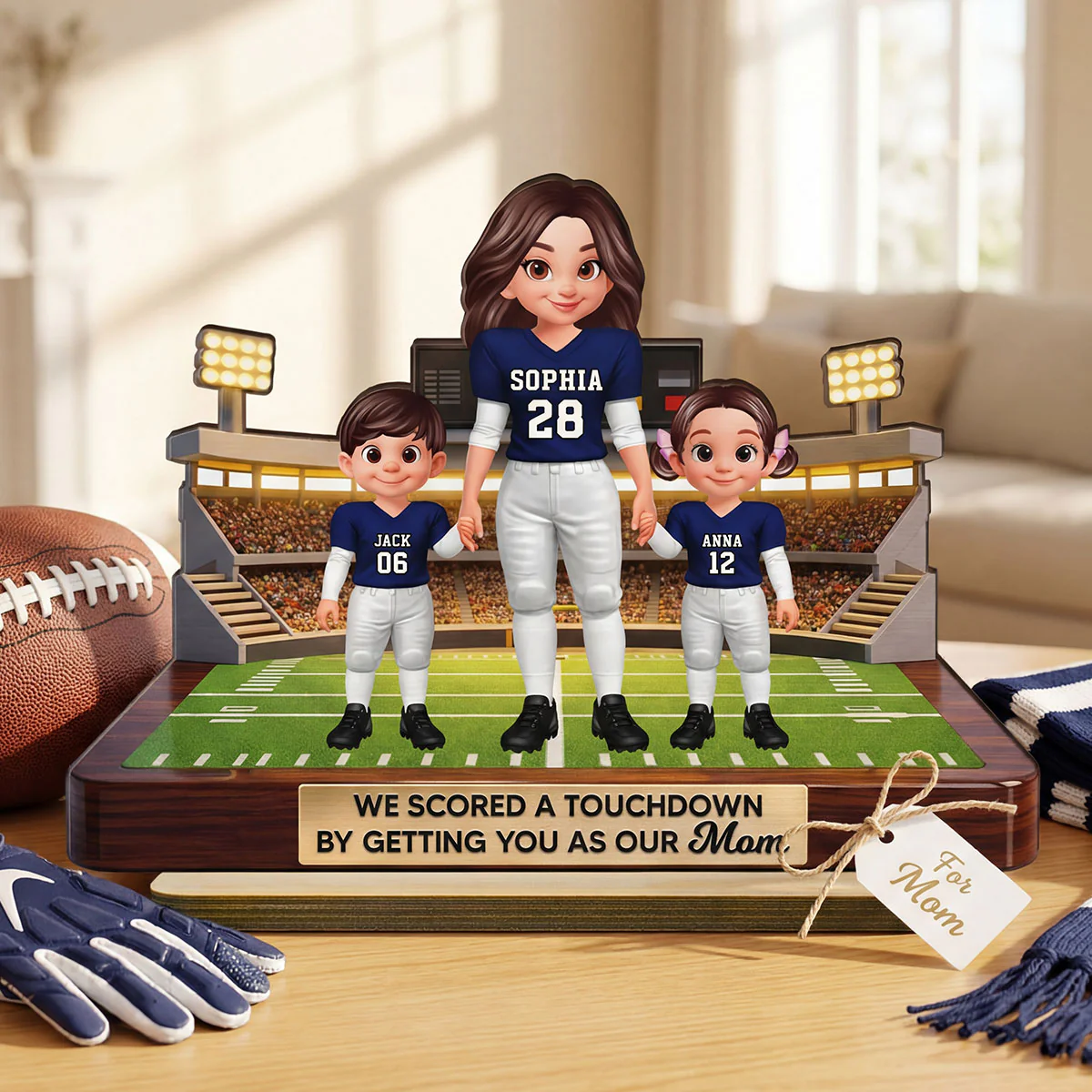 American Football Mom We Scored A Touchdown - Personalized 2-Layered Wooden Plaque - Mother's Day Gift For Mom - Image 11