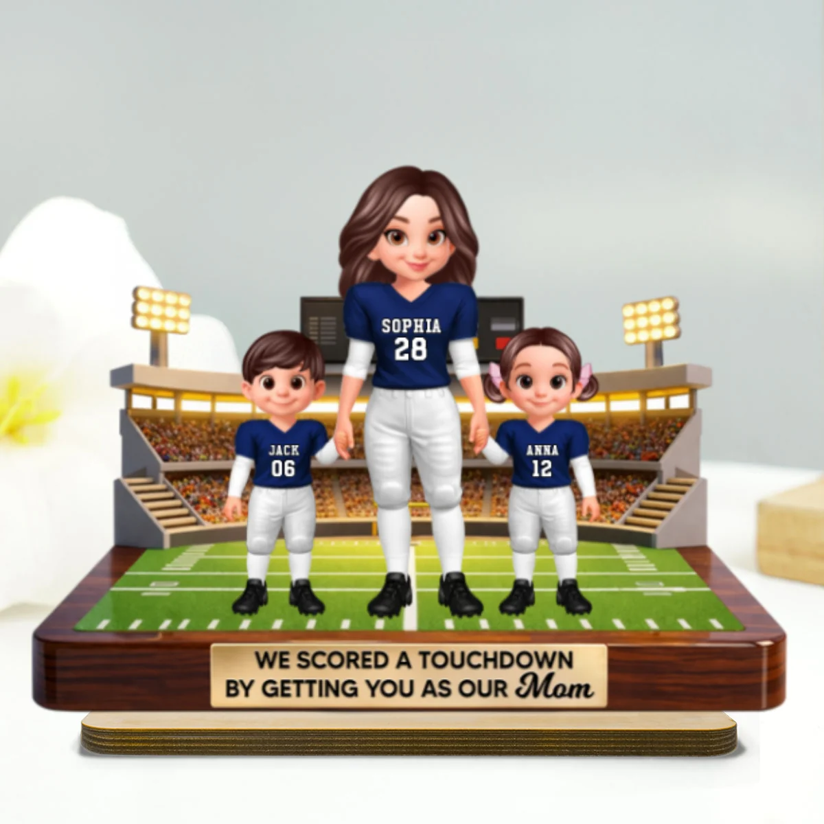American Football Mom We Scored A Touchdown - Personalized 2-Layered Wooden Plaque - Mother's Day Gift For Mom - Image 12