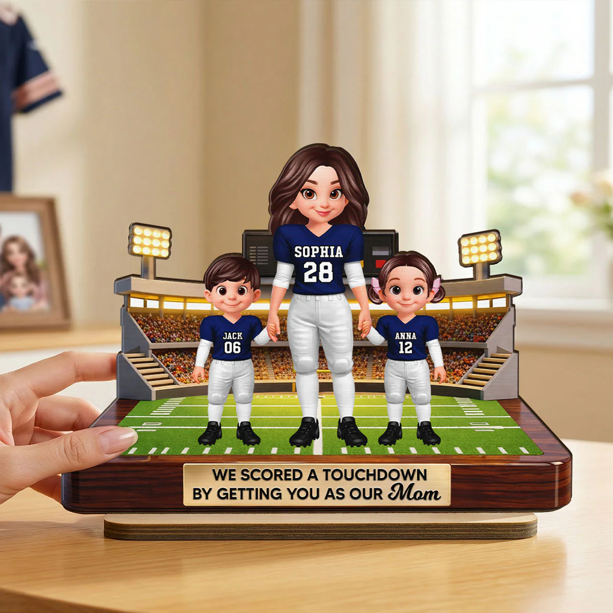 American Football Mom We Scored A Touchdown - Personalized 2-Layered Wooden Plaque - Mother's Day Gift For Mom - Image 5