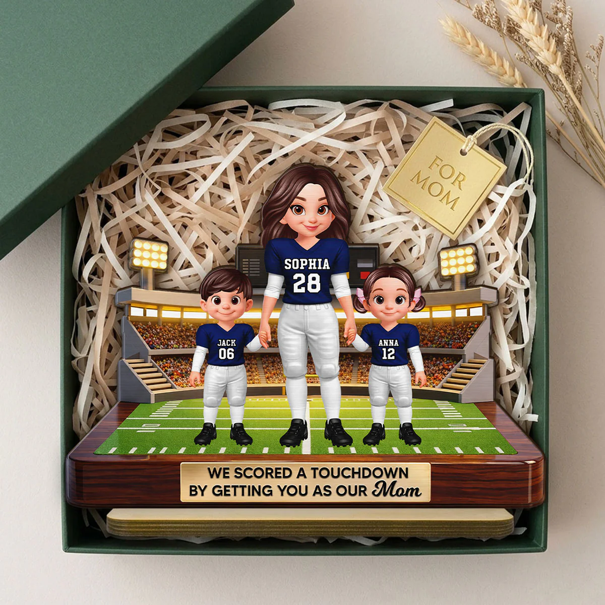 American Football Mom We Scored A Touchdown - Personalized 2-Layered Wooden Plaque - Mother's Day Gift For Mom - Image 6