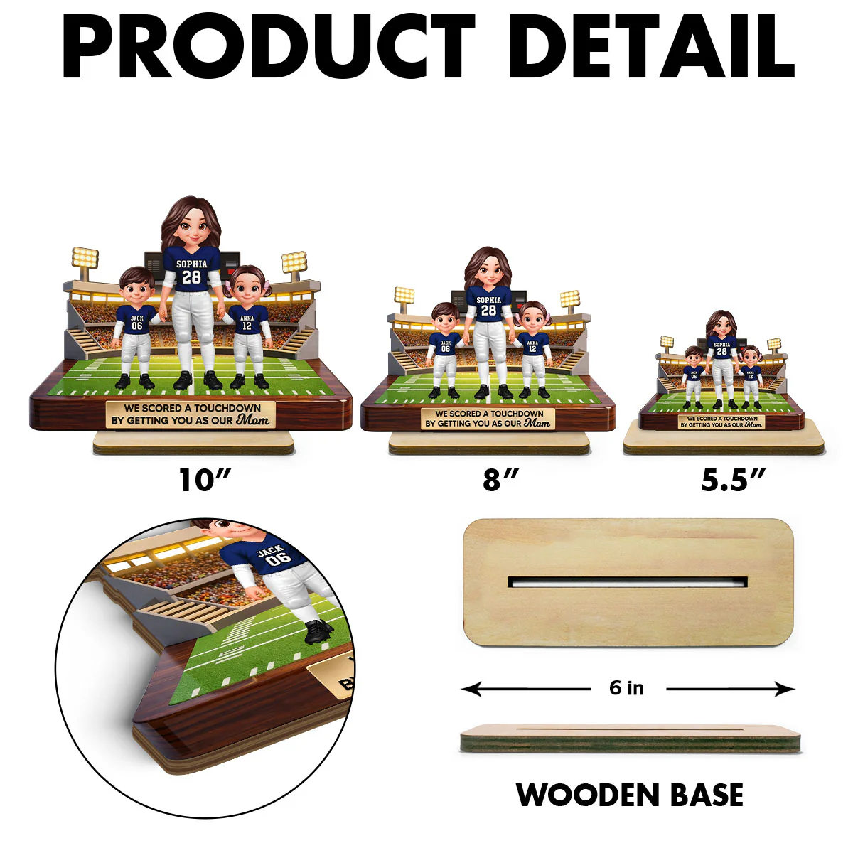 American Football Mom We Scored A Touchdown - Personalized 2-Layered Wooden Plaque - Mother's Day Gift For Mom - Image 7