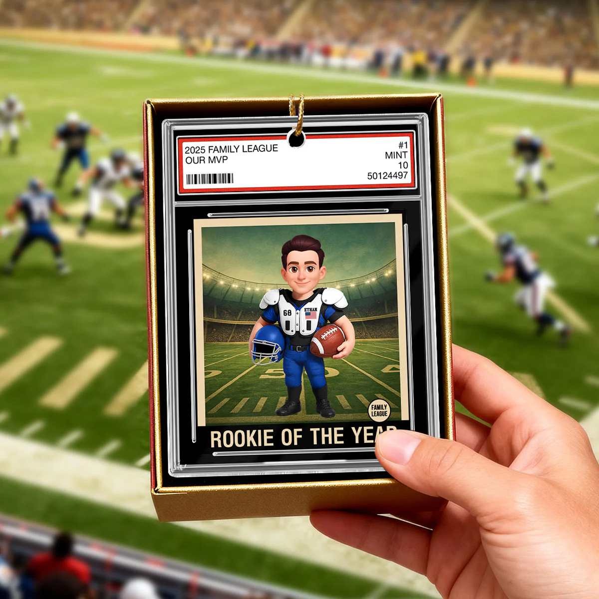 American Football Player All Star Trading Card Style - Personalized Acrylic Ornament - Christmas Gift For Son, Grandson - Image 8