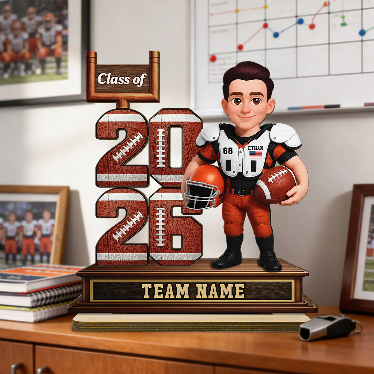 American Football Senior Class Of 2026 2027 - Personalized 2-Layered Wooden Plaque - Graduation Gift For Son, Daughter, Graduates - Image 2